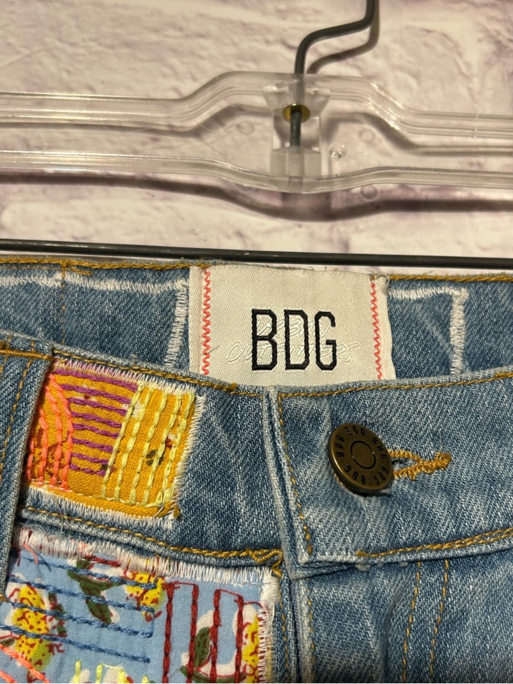 BDG  EUC High Waisted Y2K Patchwork Flare Jeans Indigo Craft Size 26 - Picture 9 of 13